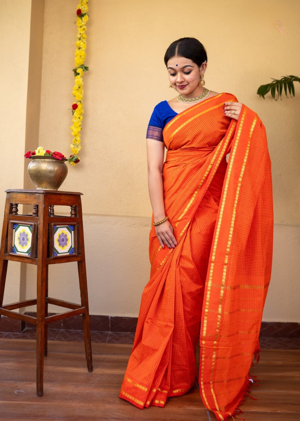 Premium Quality Arani Checked Cotton Saree