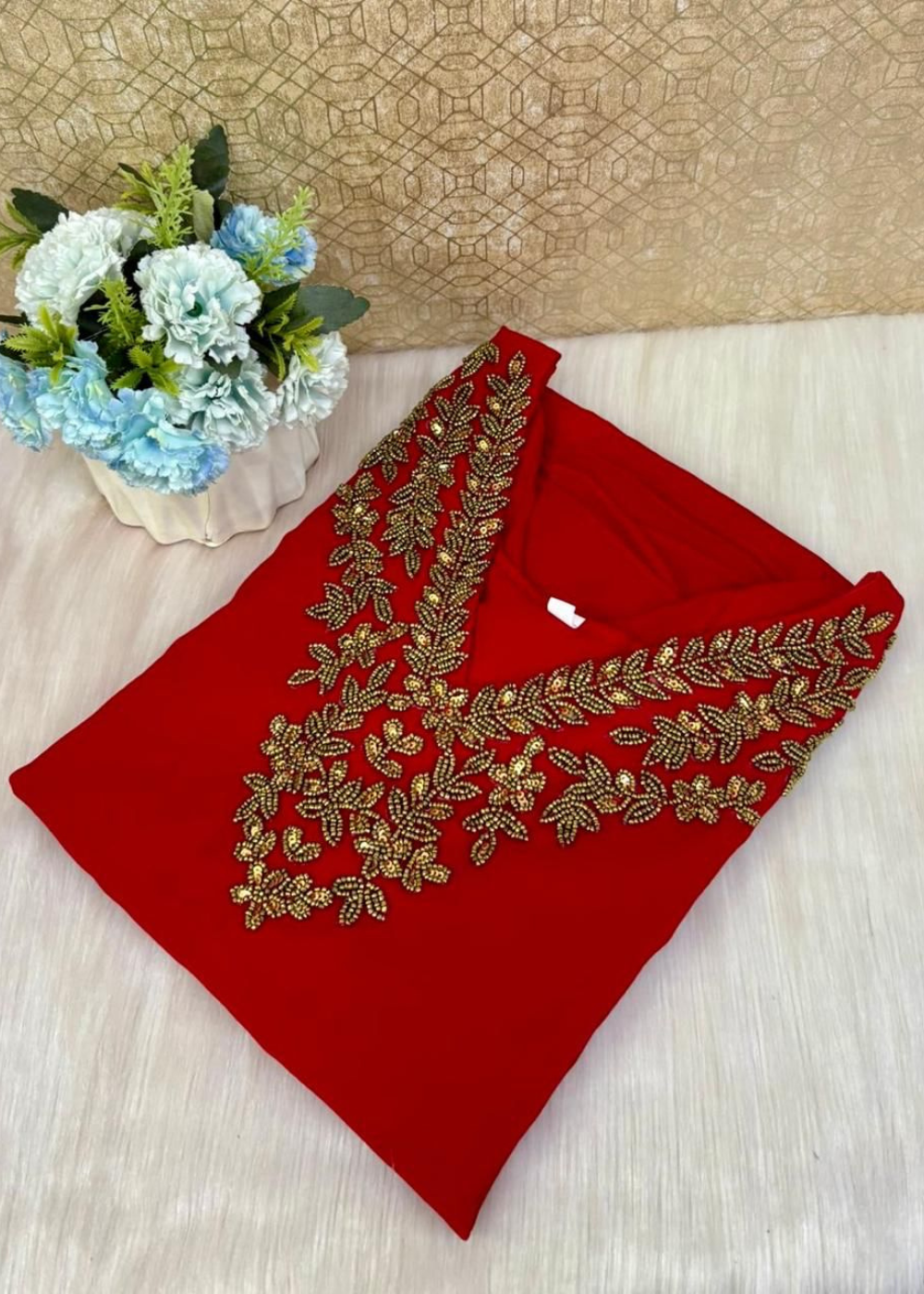 A-Line Kurti with Jewel Haram Neck Pattern