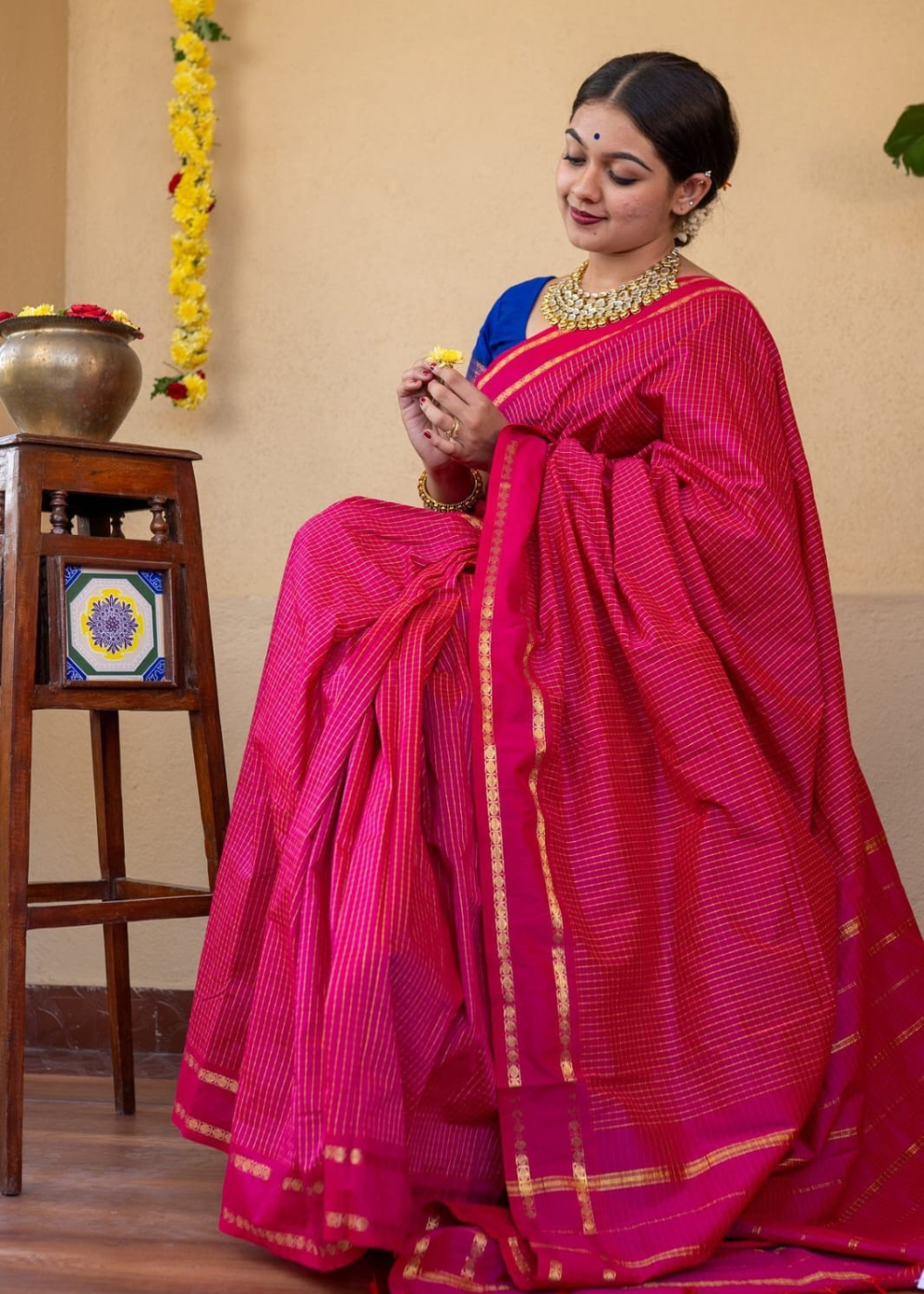 Premium Quality Arani Checked Cotton Saree