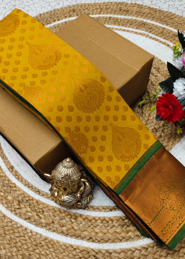 Marigold Yellow Bridal Silk Sarees – Festive Pure Silk Elegance