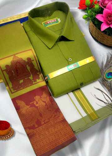 Elite Wedding Match – Kubera Silks Saree & Dhoti Set