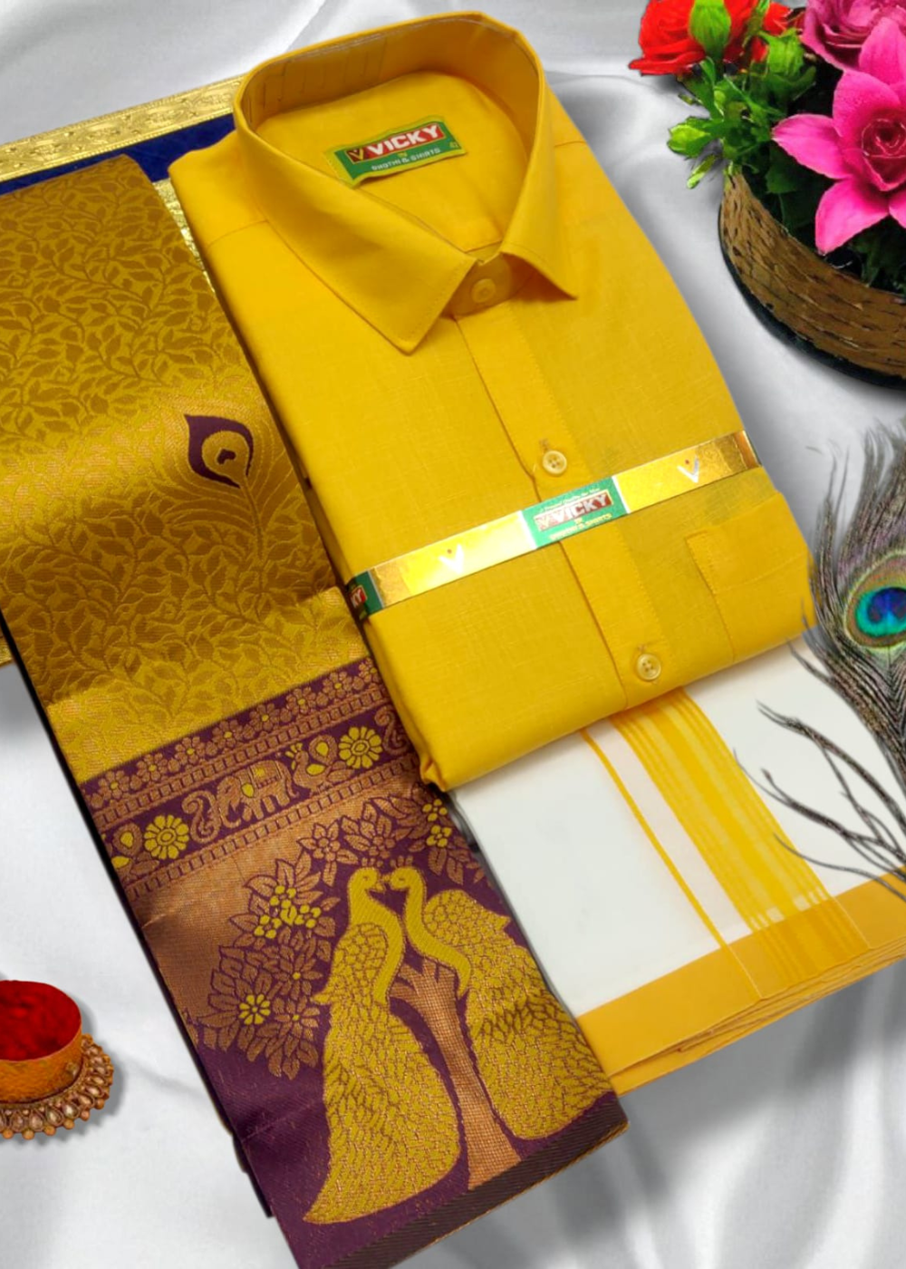 Elite Wedding Match – Kubera Silks Saree & Dhoti Set