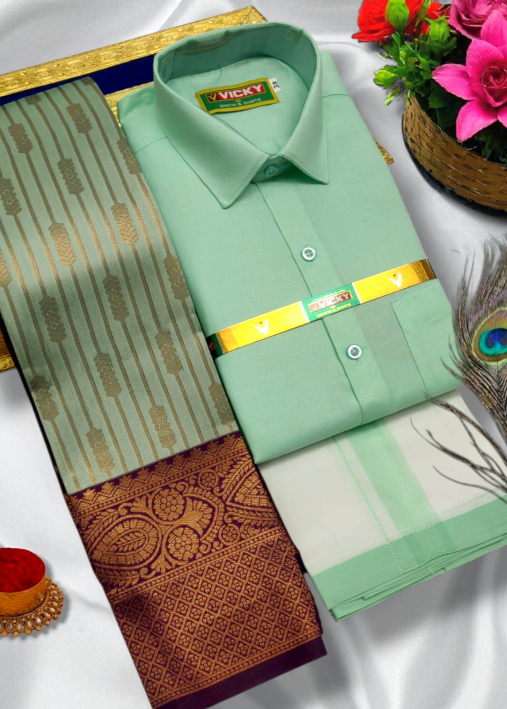 Elite Wedding Match – Kubera Silks Saree & Dhoti Set