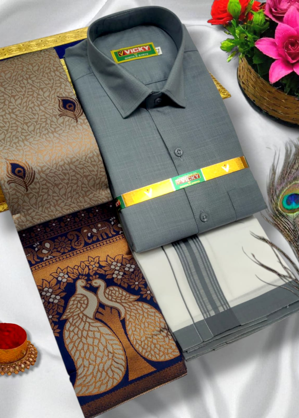 Elite Wedding Match – Kubera Silks Saree & Dhoti Set