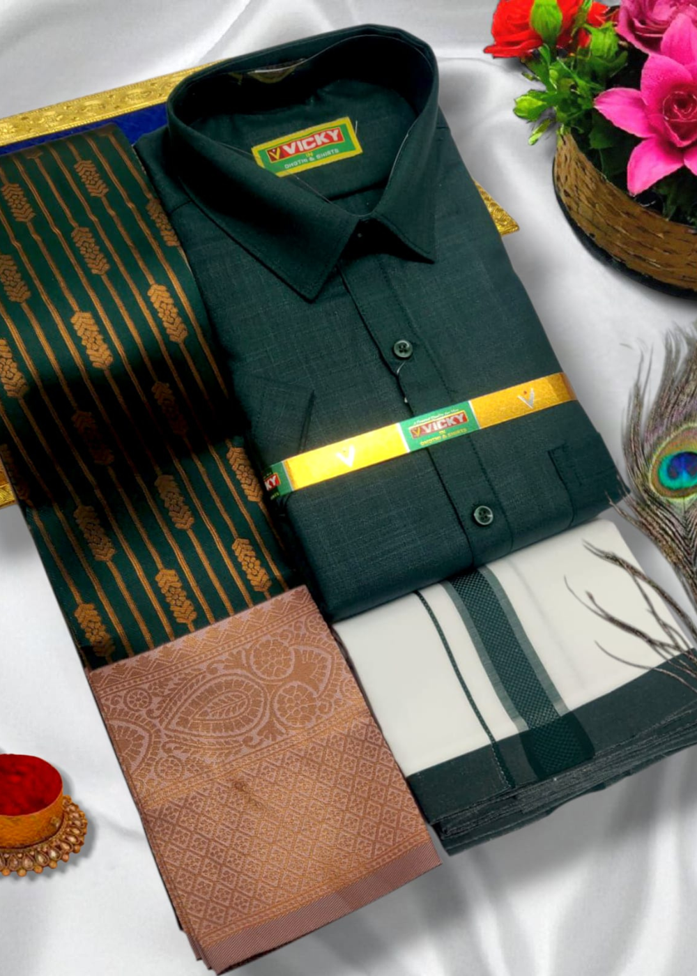 Elite Wedding Match – Kubera Silks Saree & Dhoti Set
