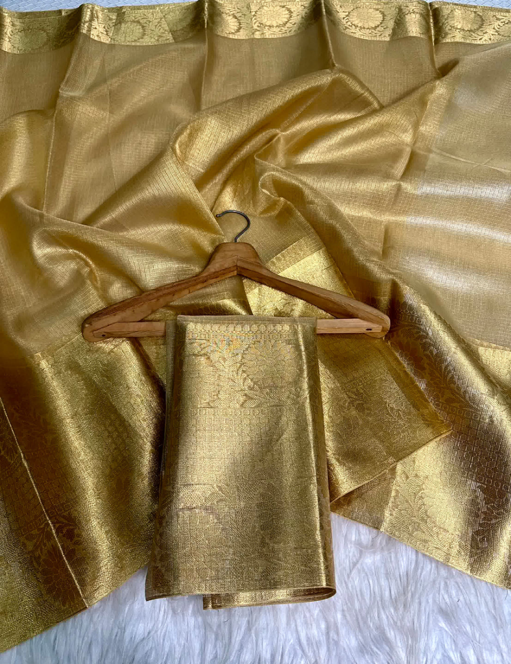 Gold Banarasi Tissue Silk Saree