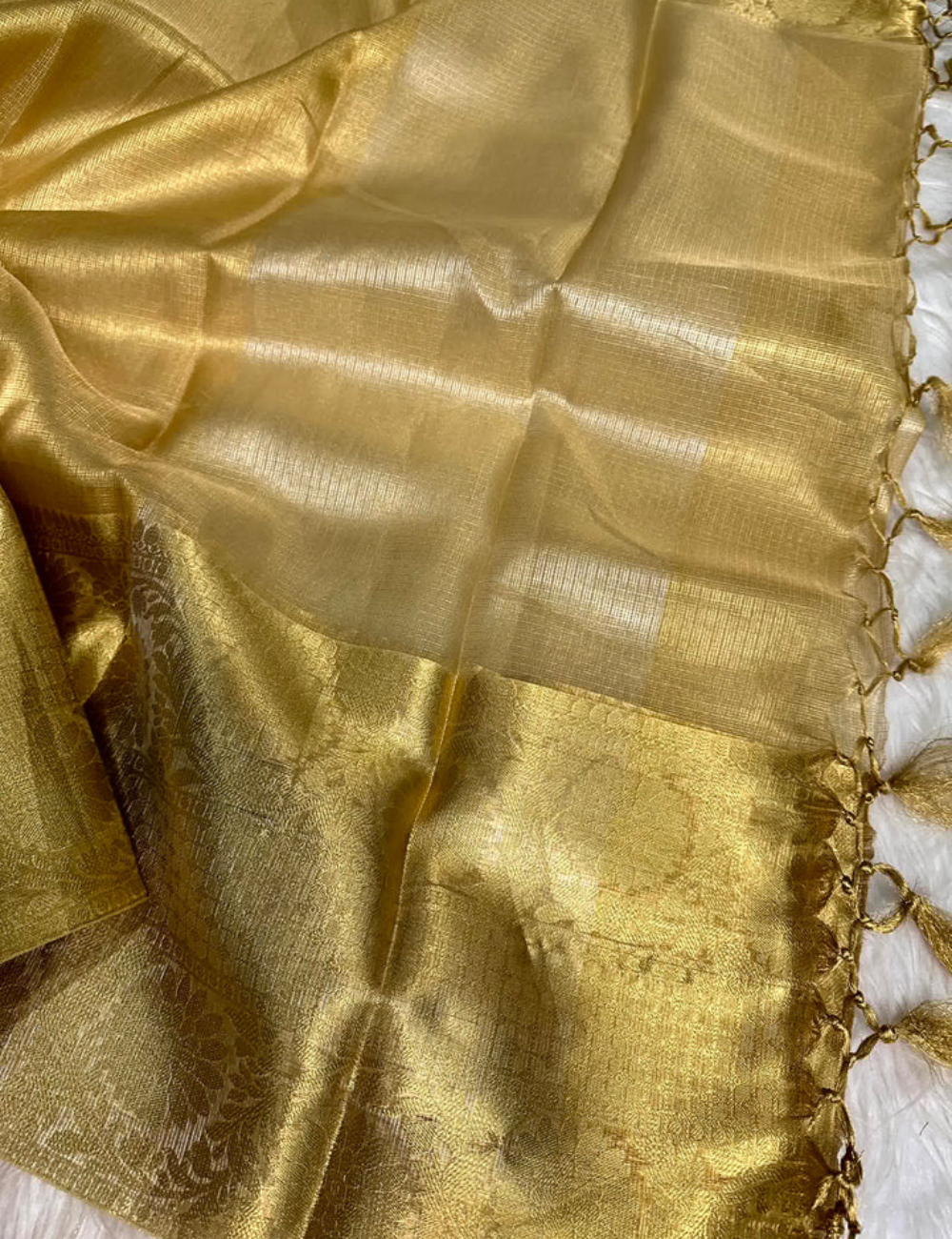 Gold Banarasi Tissue Silk Saree