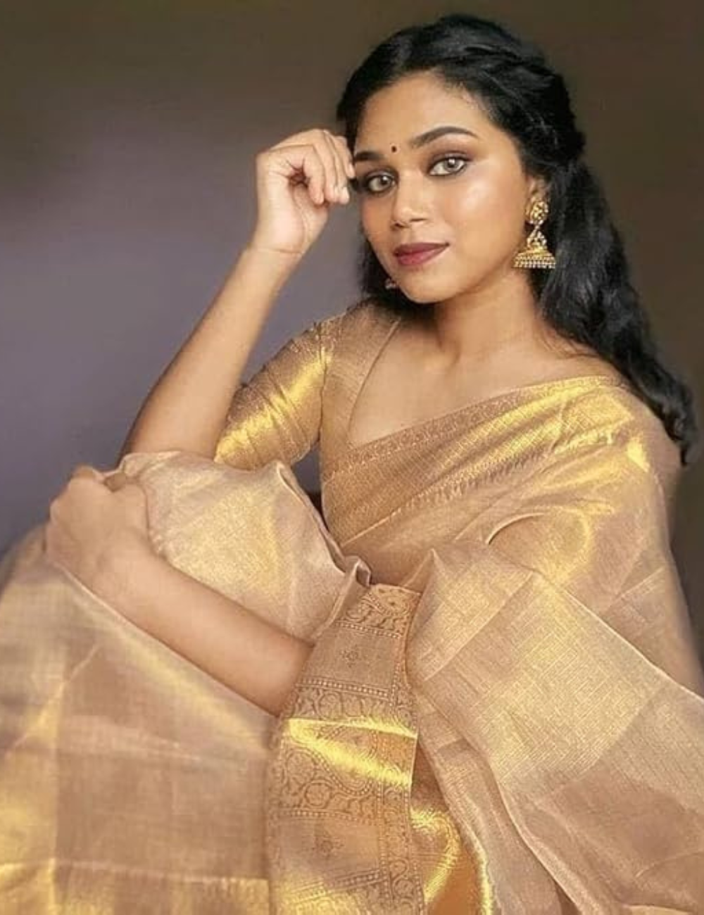 Gold Banarasi Tissue Silk Saree