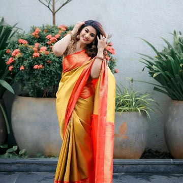 “Sneha Inspired Tissue Silk Saree – Regal Charm”