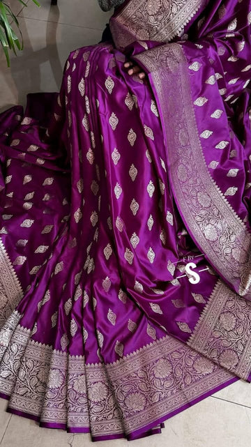 Purple Color Banarasi Mashru Silk Saree