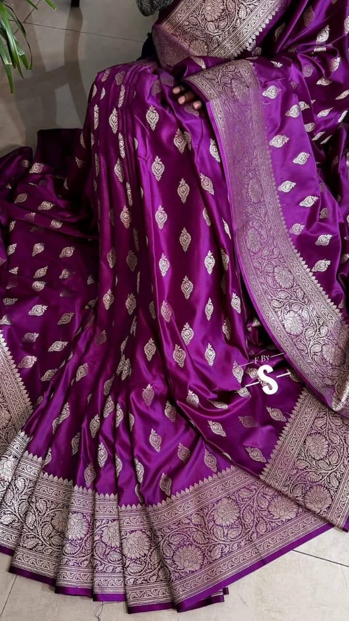 Purple Color Banarasi Mashru Silk Saree