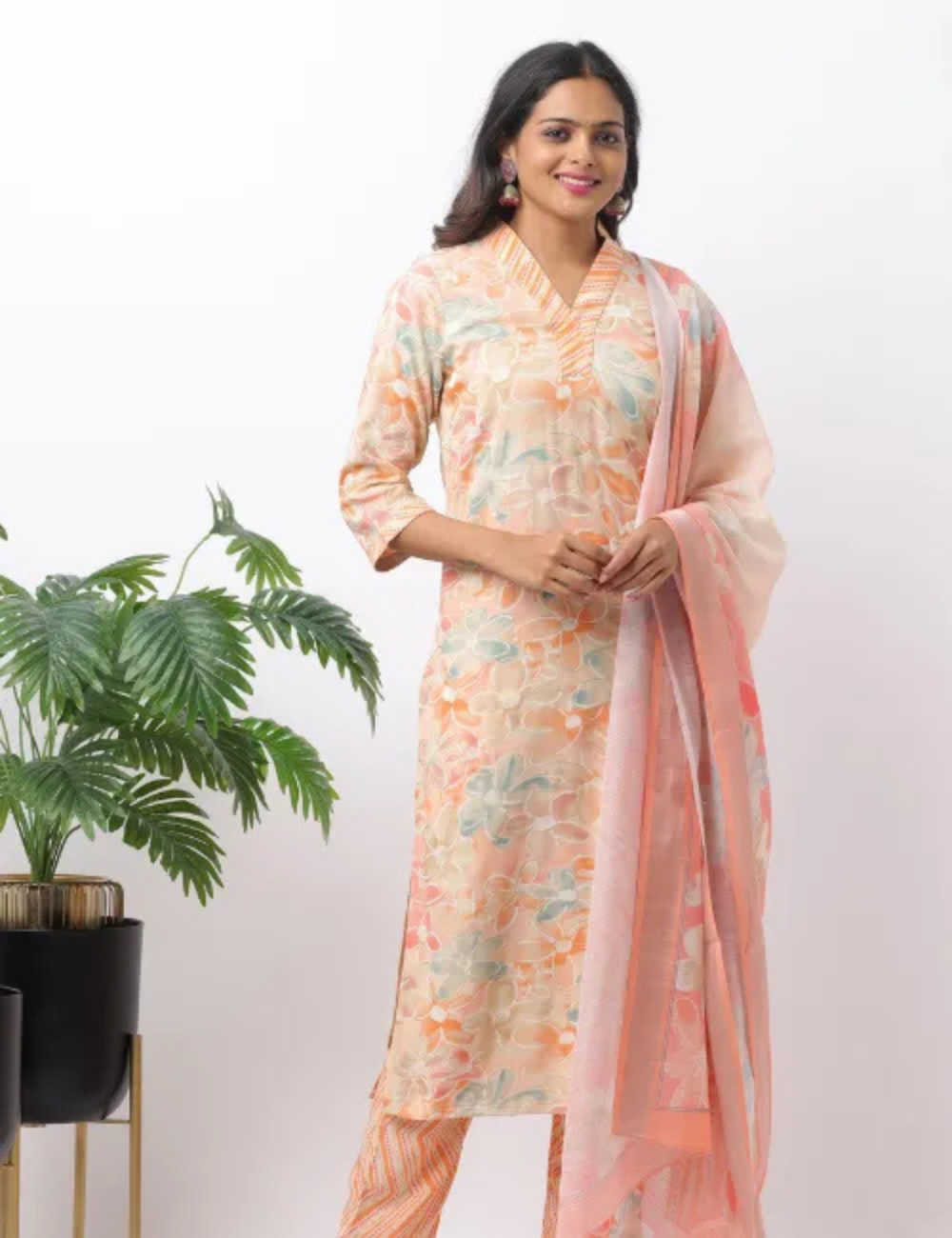 Elegant 3-Piece Pinkish-Orange Salwar Kameez Set – Branded & Stylish