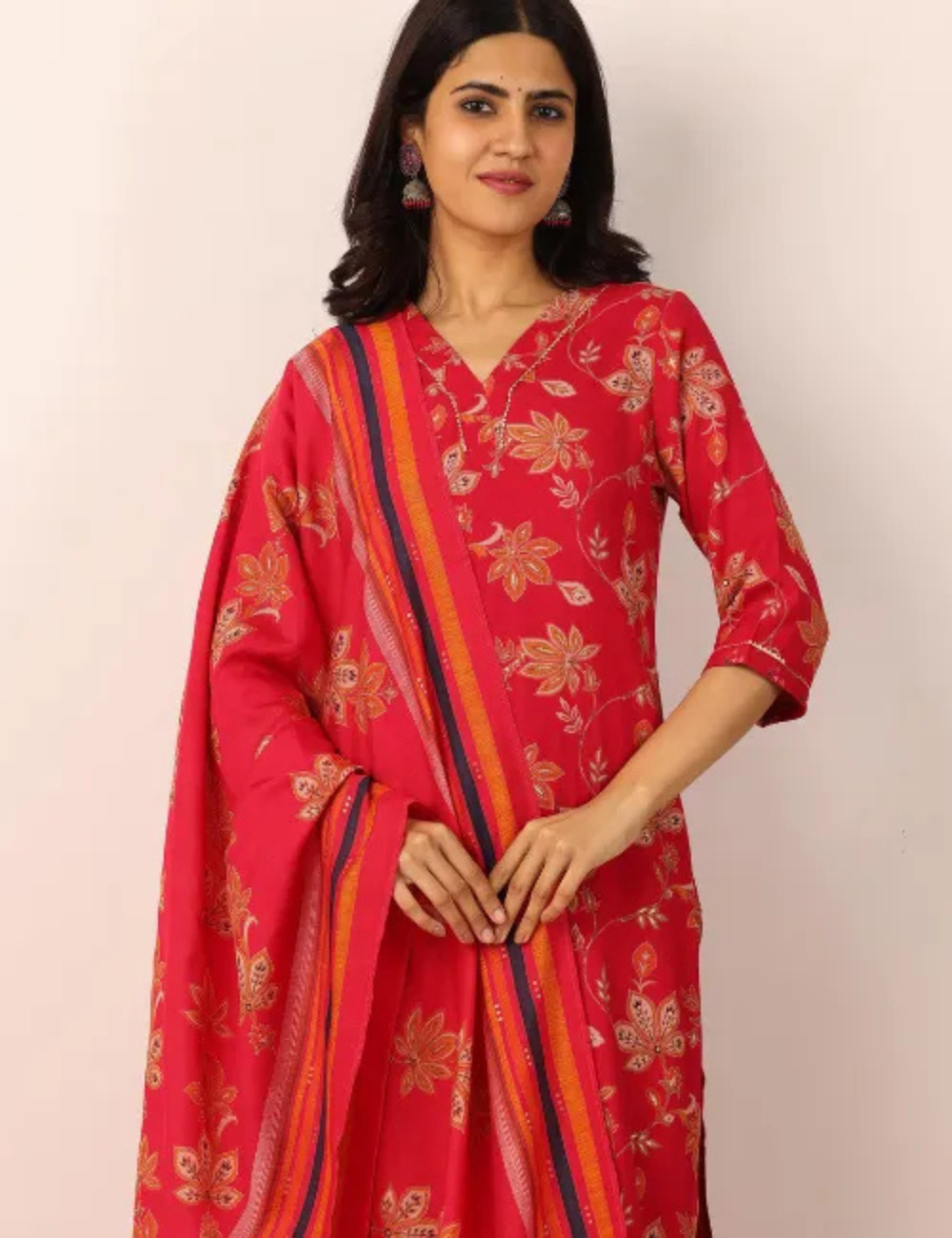 Elegant 3-Piece Red Salwar Kameez Set – Branded & Stylish