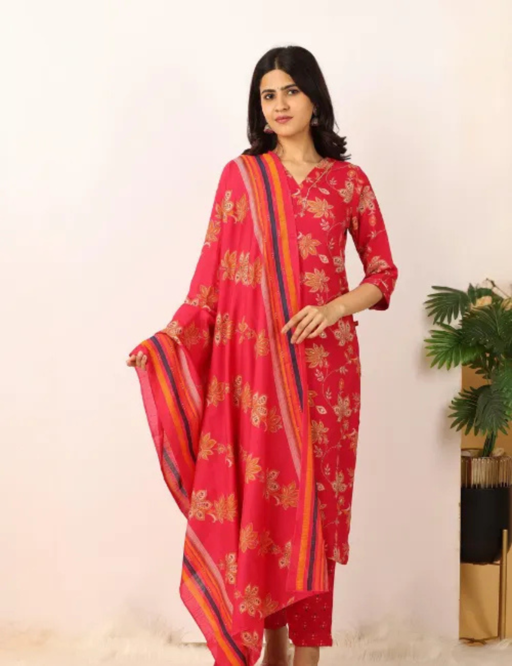Elegant 3-Piece Red Salwar Kameez Set – Branded & Stylish