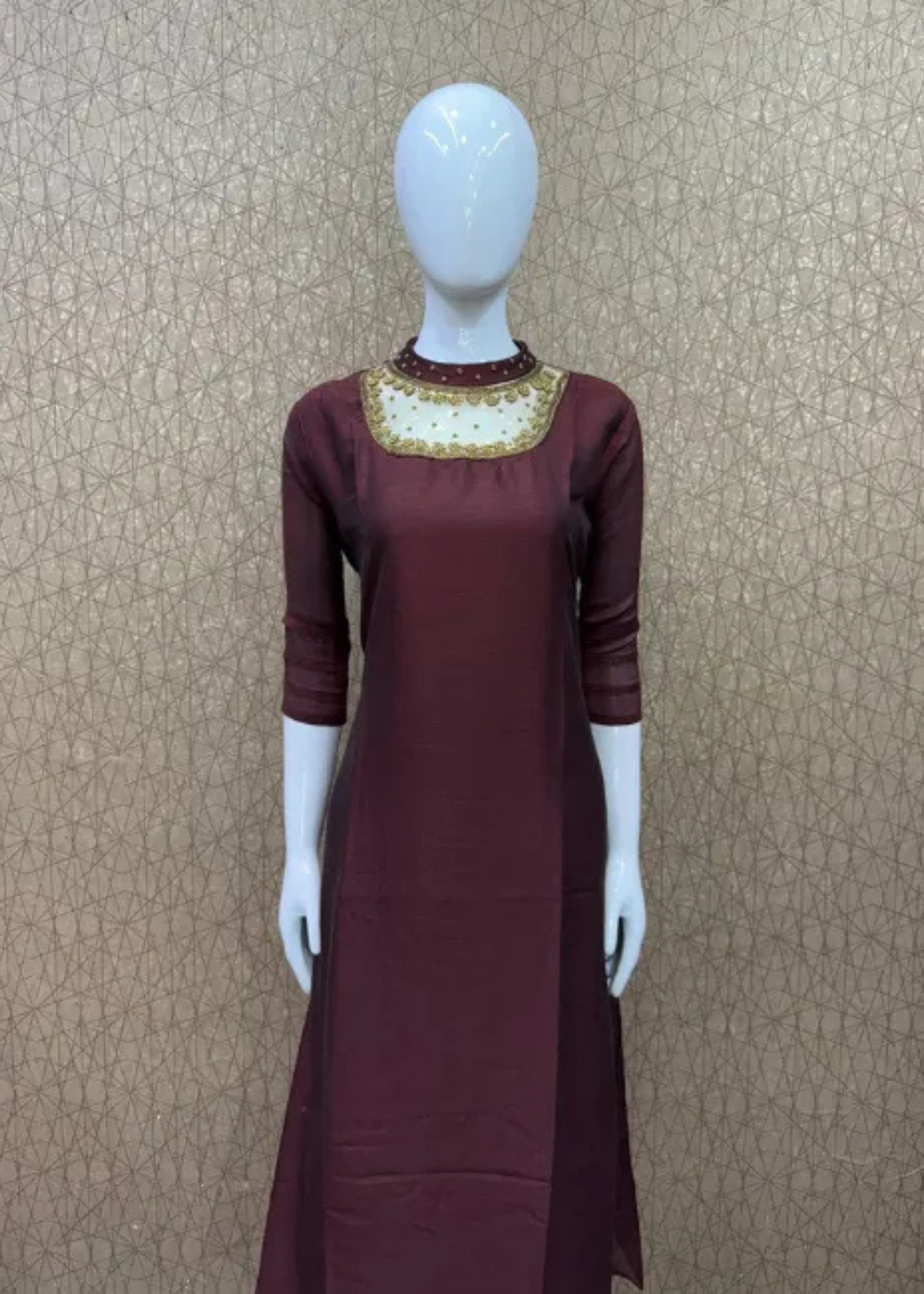 Jewel Neck Kurtis in Premium Vichithra Silk