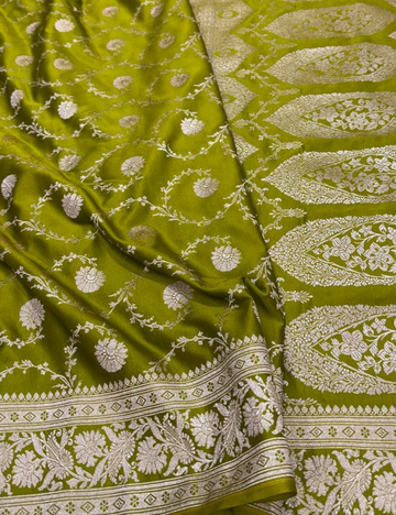 Green Color Banarasi Mashru Silk Saree