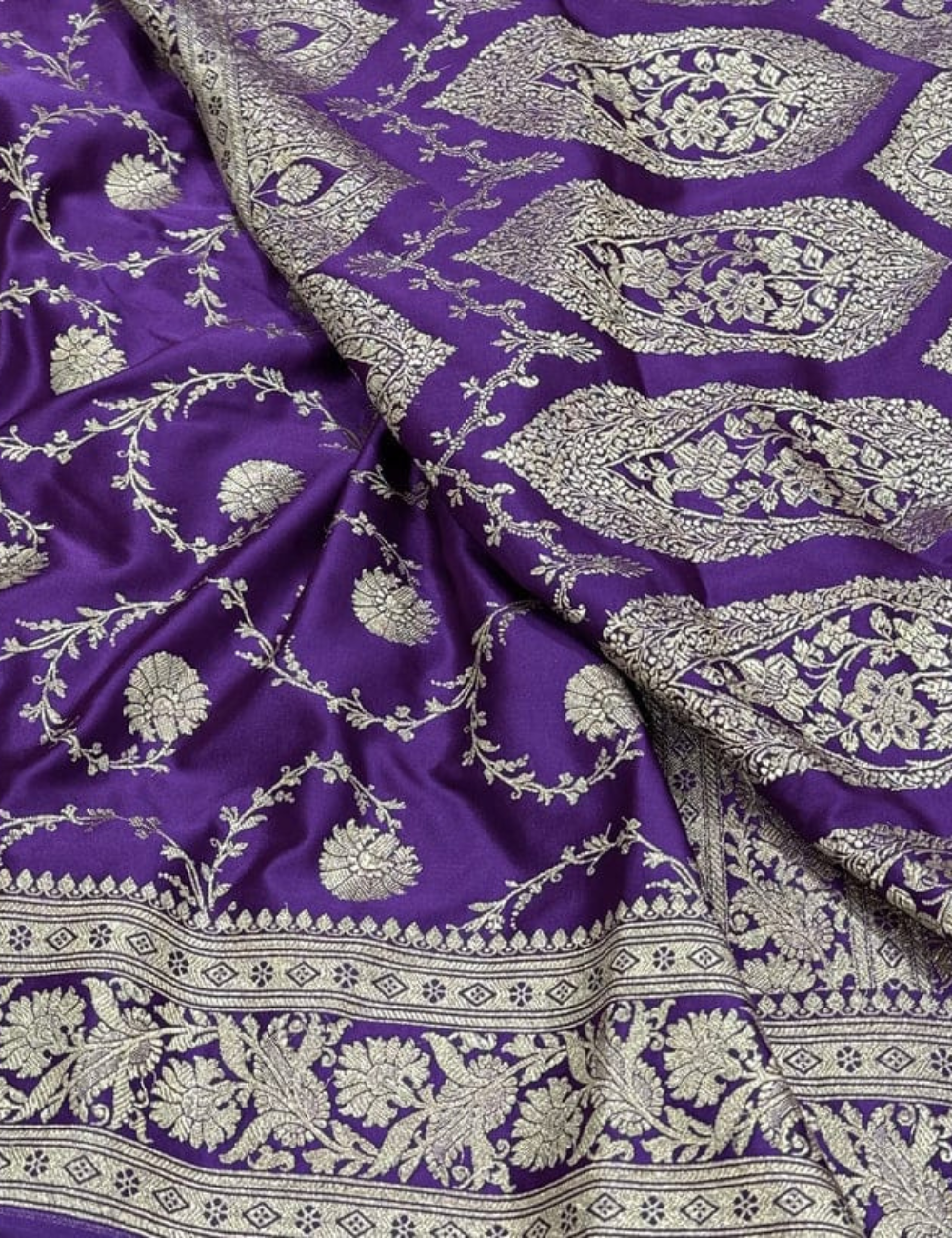 Violet Color Banarasi Mashru Silk Saree