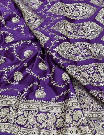 Violet Color Banarasi Mashru Silk Saree