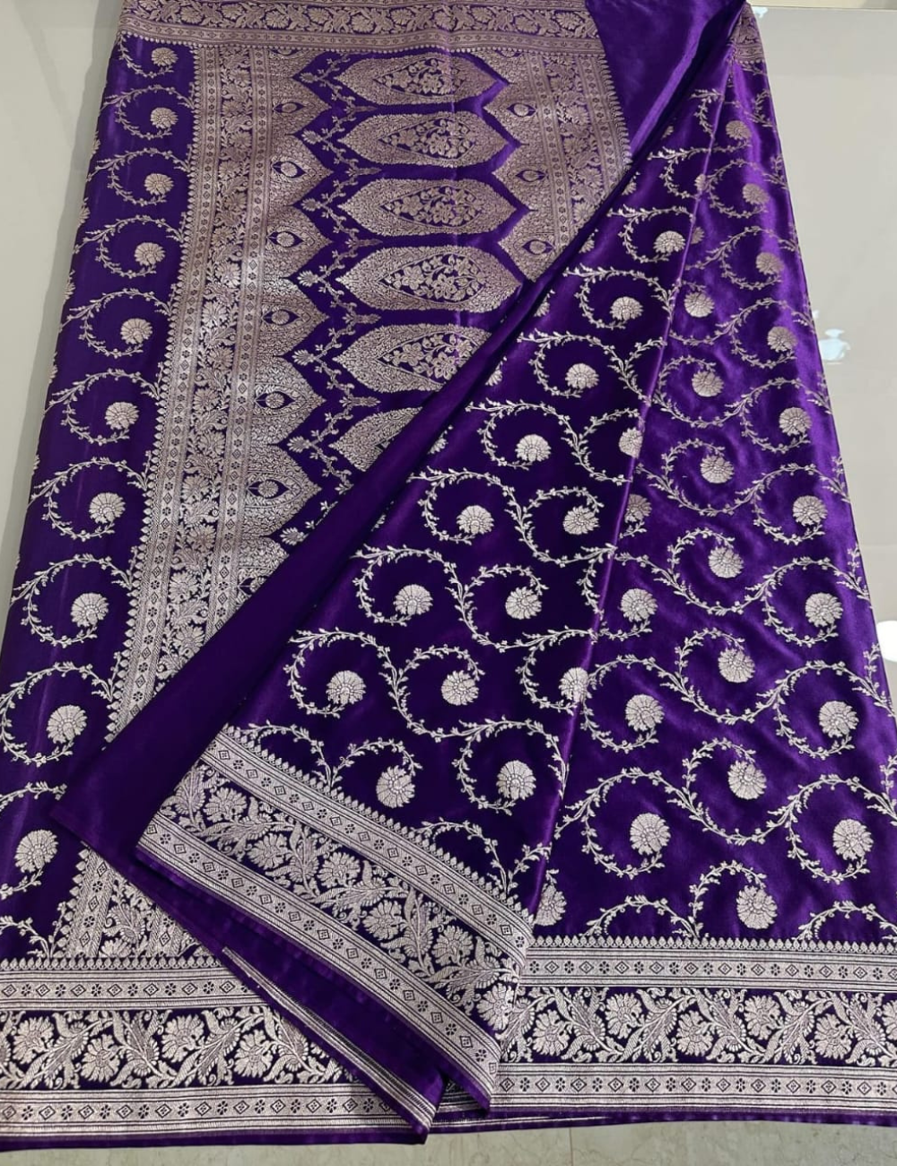 Violet Color Banarasi Mashru Silk Saree