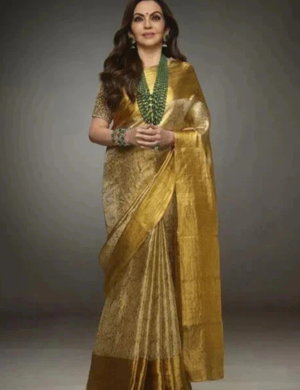"Nita Ambani inspired Gold Color Banarasi Tissue Silk Saree"