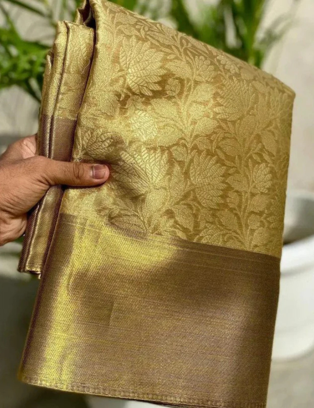 "Nita Ambani inspired Gold Color Banarasi Tissue Silk Saree"