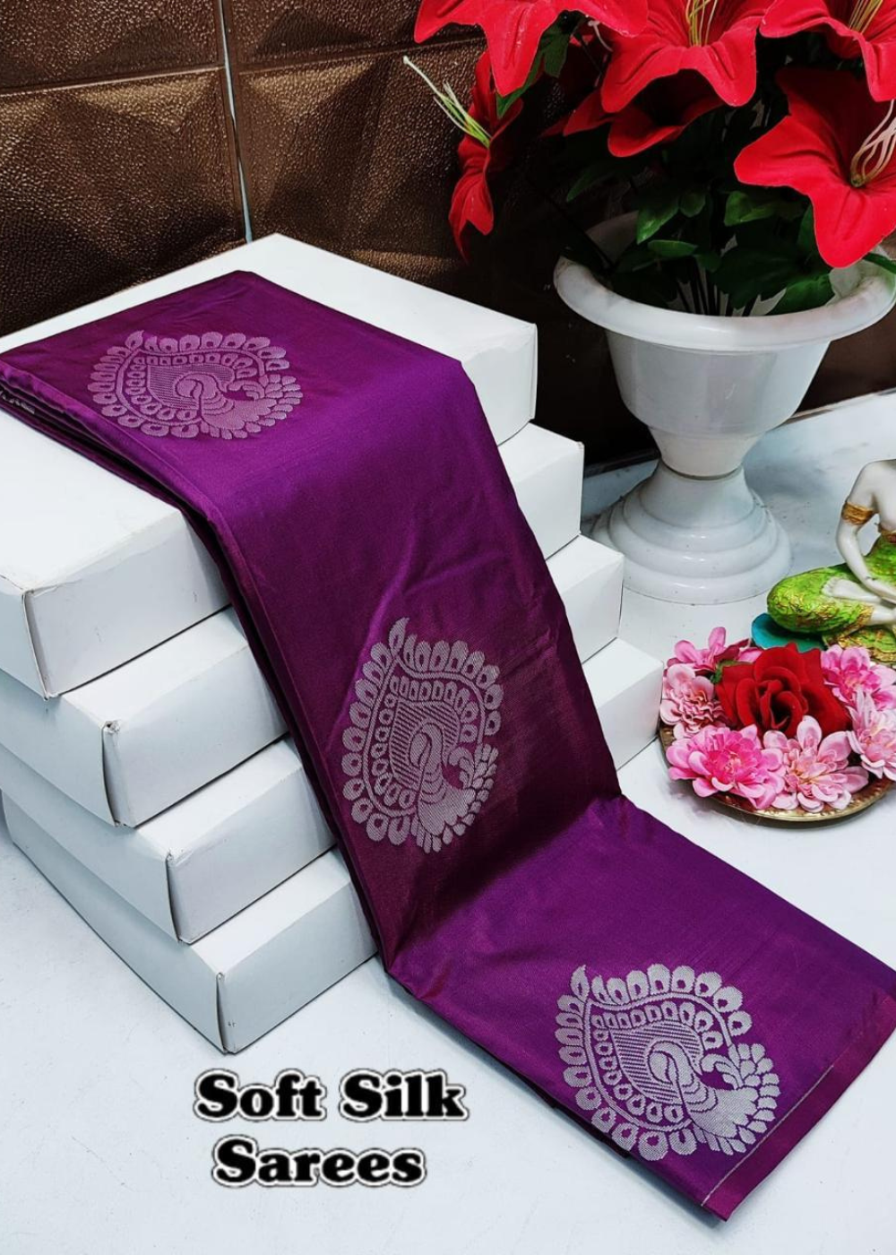 Orchid Majesty Kanjeevaram Soft Silks – A Vibrant Weave of Royal Elegance
