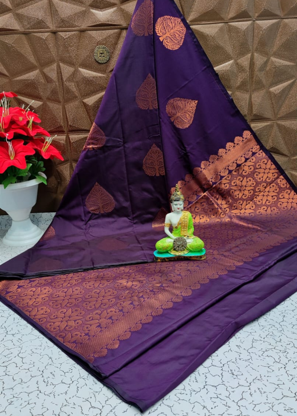 Majestic Violet Dream Kanjeevaram Soft Silks – Elegance Draped in Royal Purple