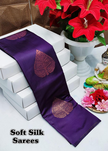 Majestic Violet Dream Kanjeevaram Soft Silks – Elegance Draped in Royal Purple