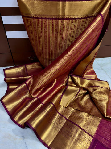 Maroon Banarasi Soft Katan Silk Saree