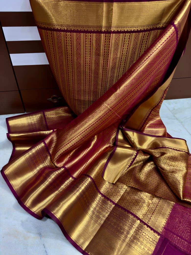 Maroon Banarasi Soft Katan Silk Saree