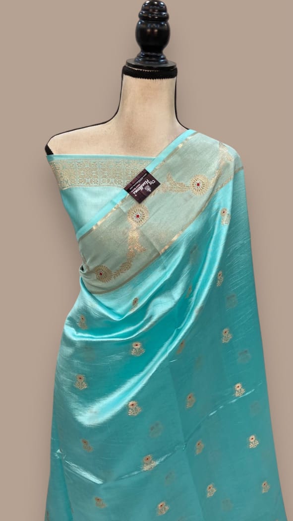 Sky Blue Banarasi Raw Silk Saree