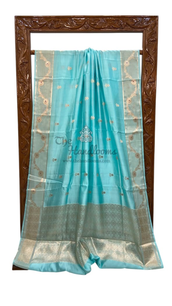 Sky Blue Banarasi Raw Silk Saree