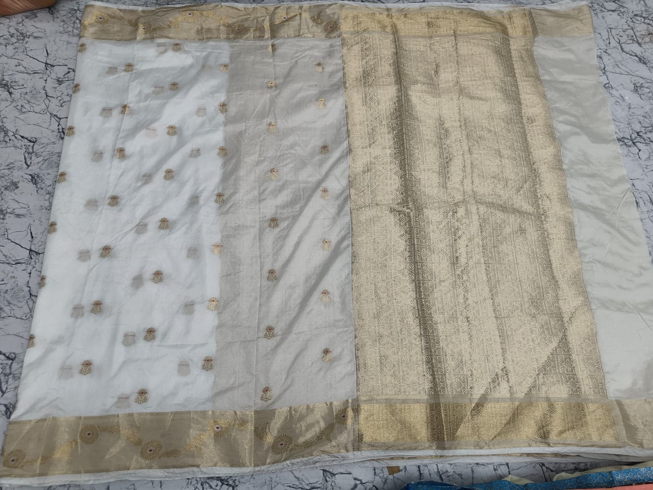 Silver Banarasi Raw Silk Saree
