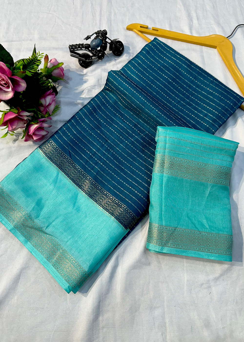 Graceful Grandeur: Mysore Silk Elegance with Two-Tone Padding Border