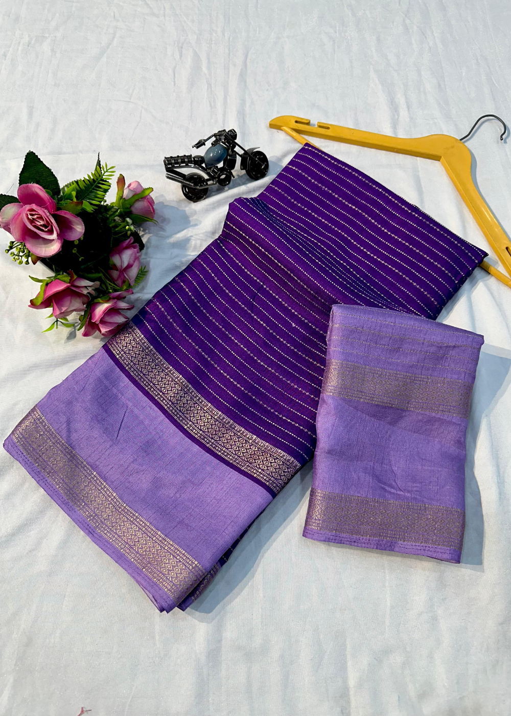 Graceful Grandeur: Mysore Silk Elegance with Two-Tone Padding Border
