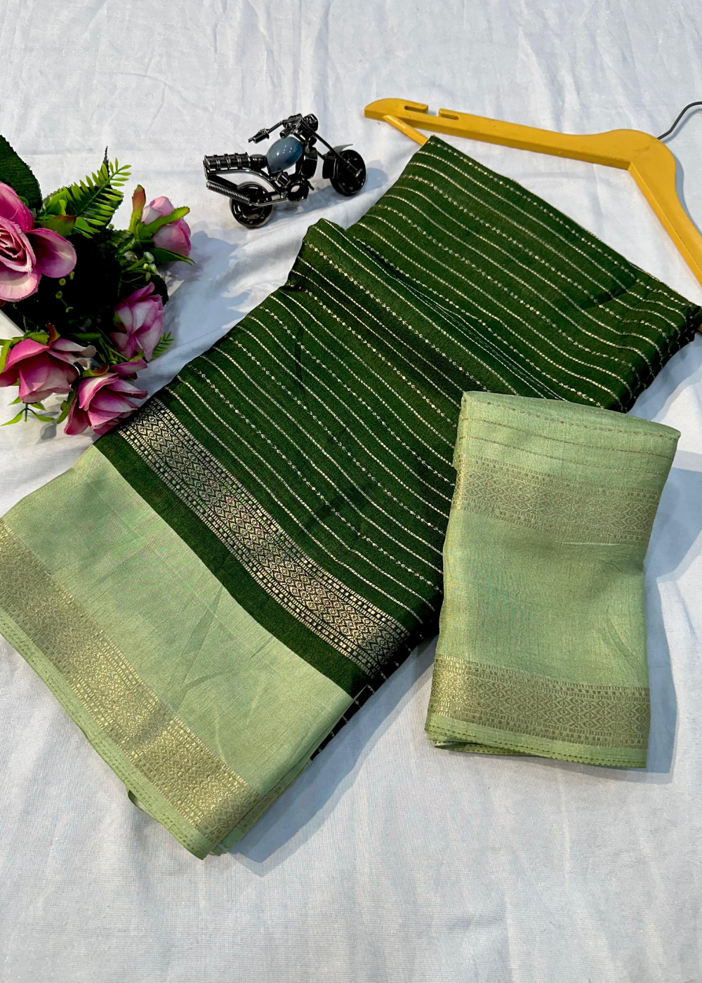 Graceful Grandeur: Mysore Silk Elegance with Two-Tone Padding Border