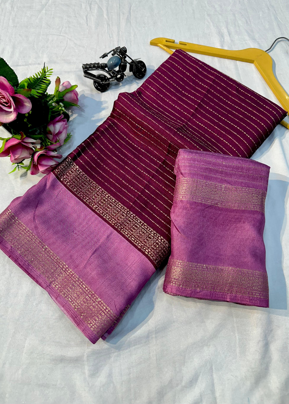 Graceful Grandeur: Mysore Silk Elegance with Two-Tone Padding Border