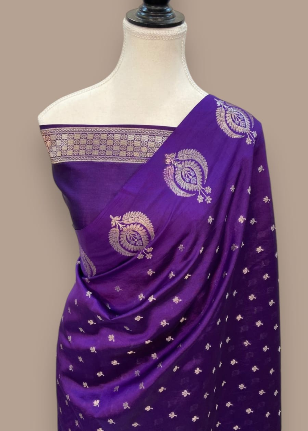 Royal Purple Semi Raw Mango Soft Silk Saree with Zari Weaving Border
