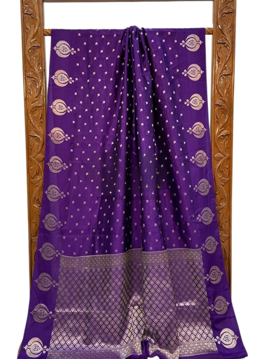 Royal Purple Semi Raw Mango Soft Silk Saree with Zari Weaving Border