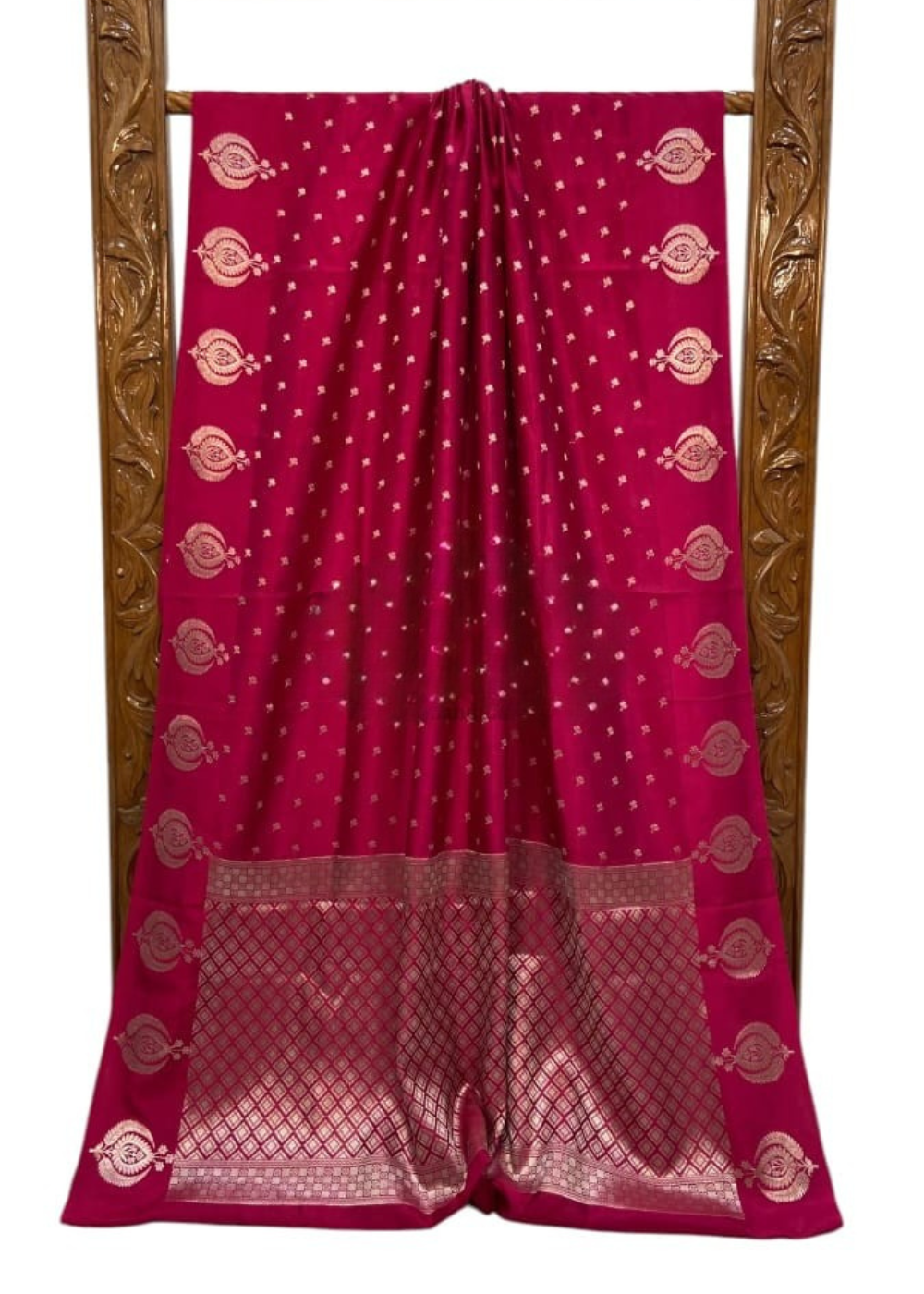 Berry Pink Semi Raw Mango Soft Silk Saree with Zari Weaving Border