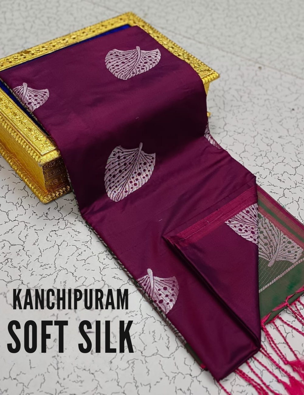 "Kanjeevaram Soft Silk Saree – Majestic Maroon Elegance"