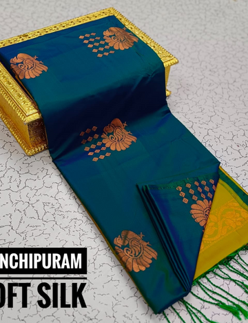 "Kanjeevaram Soft Silk Saree – Timeless Peacock Charm"