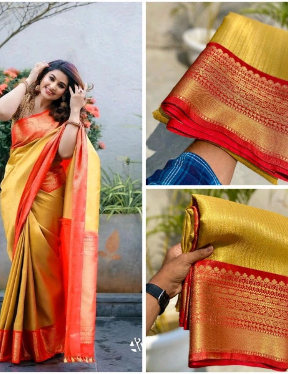 “Sneha Inspired Tissue Silk Saree – Regal Charm”