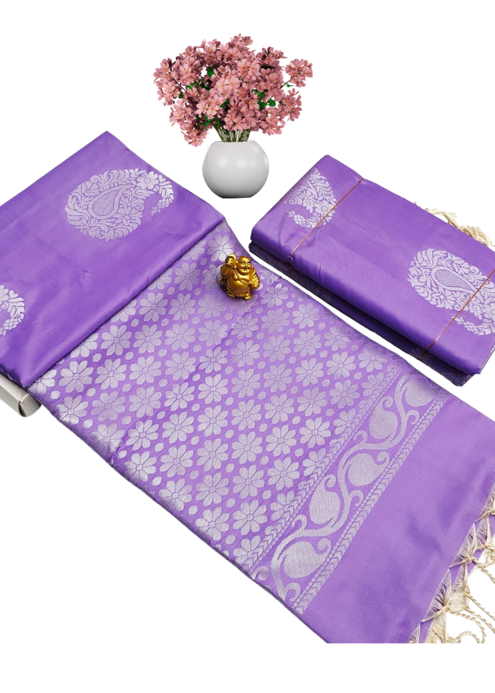 "Kanjeevaram Soft Silk Saree – Lavender Royal Elegance"