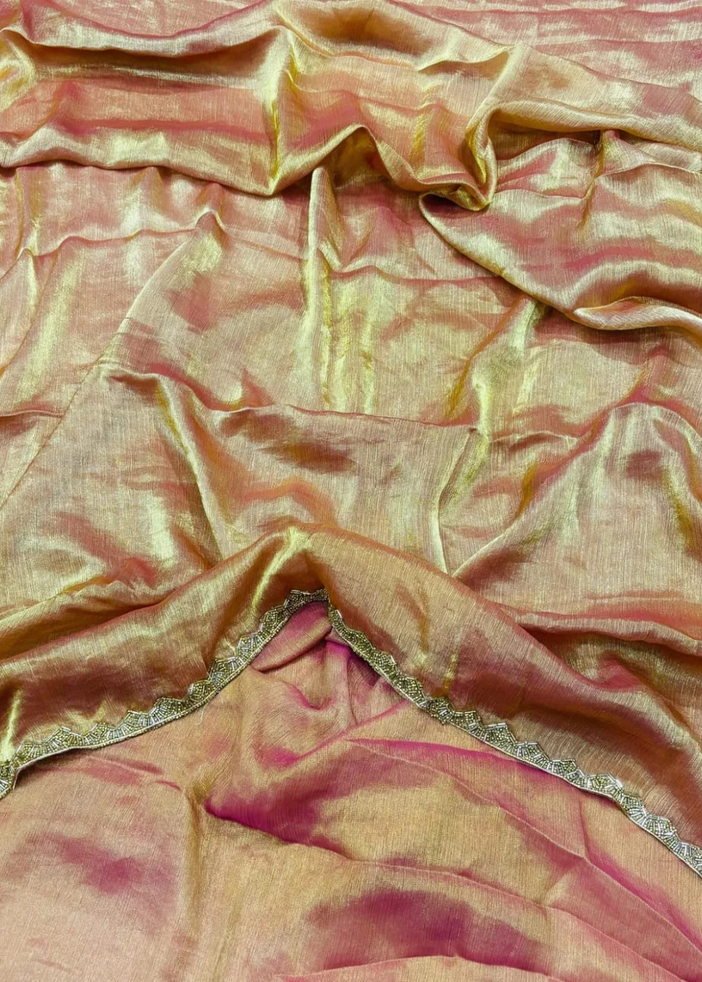 Shimmering Splendor: Space Silk Sarees with Motti Embellishments