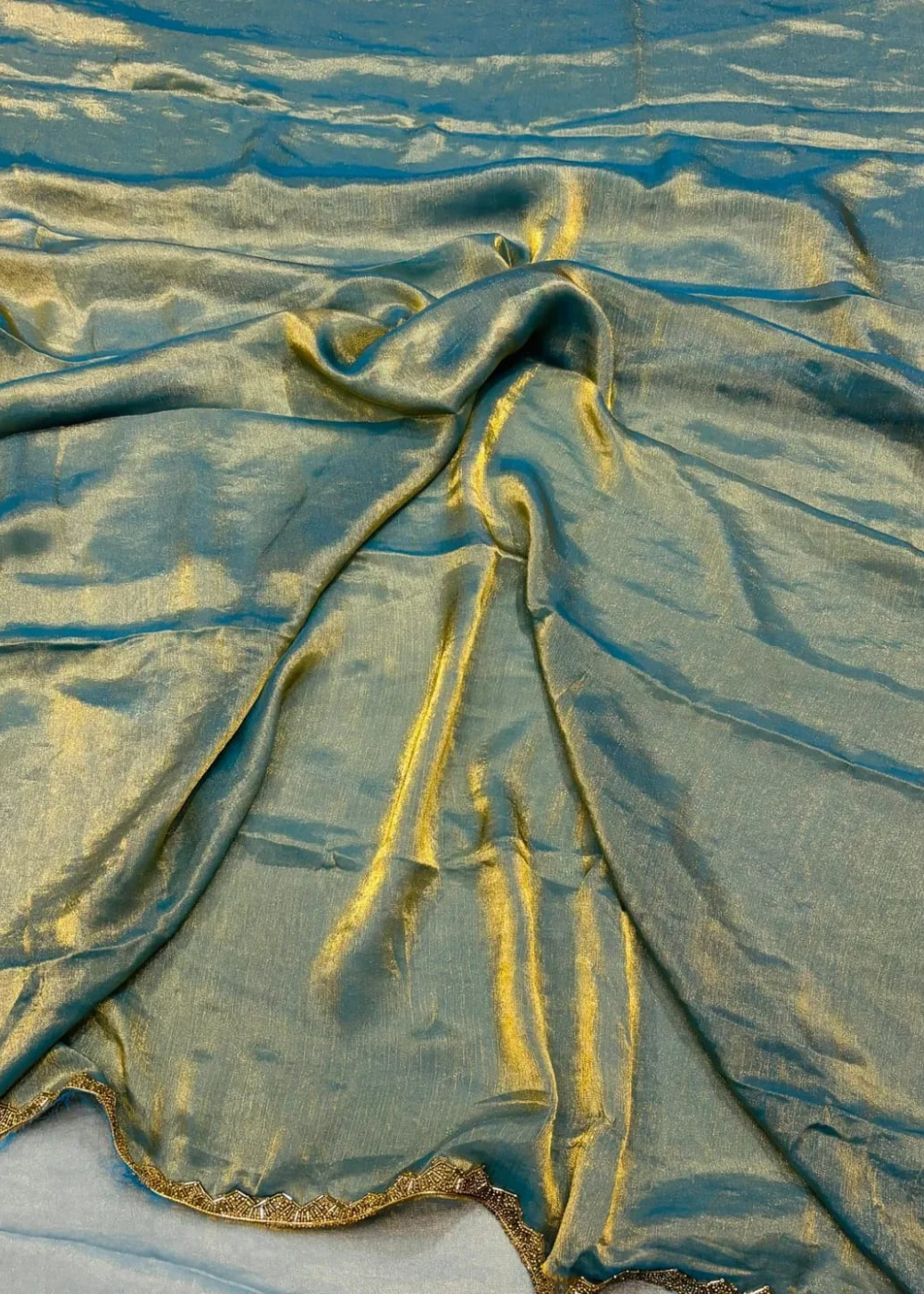 Shimmering Splendor: Space Silk Sarees with Motti Embellishments
