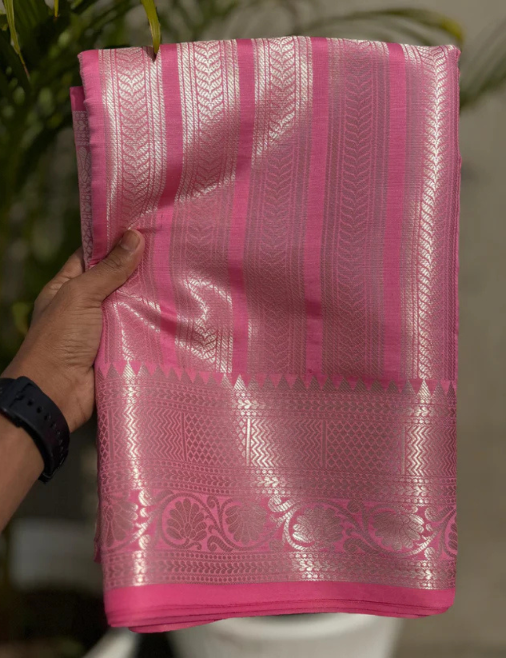 "Srileela inspired Pink Banarasi Tissue Silk Saree"
