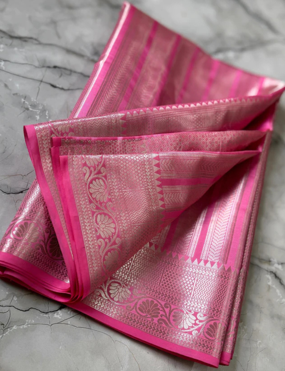 "Srileela inspired Pink Banarasi Tissue Silk Saree"