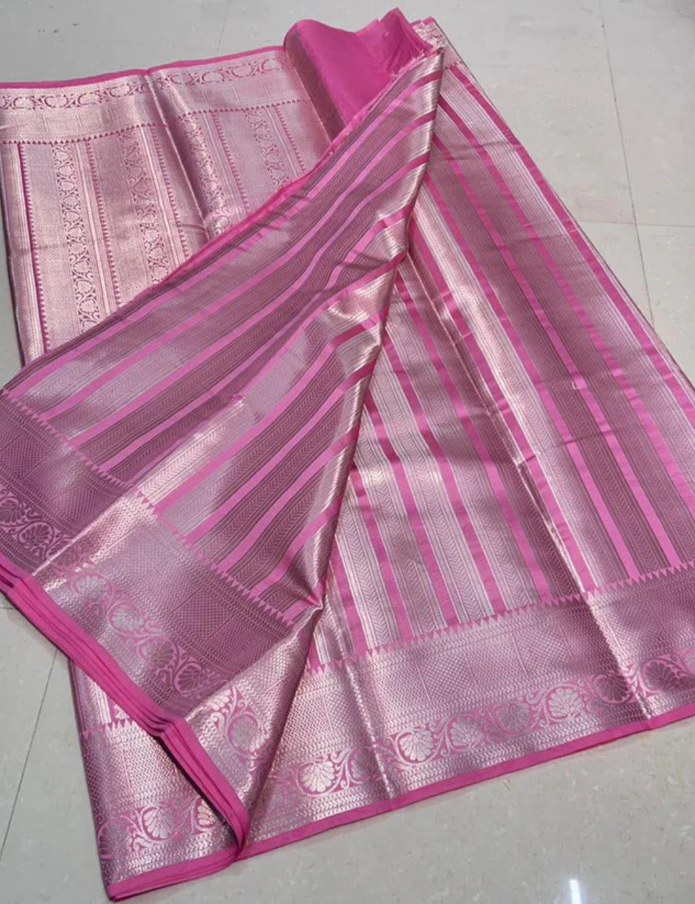 "Srileela inspired Pink Banarasi Tissue Silk Saree"