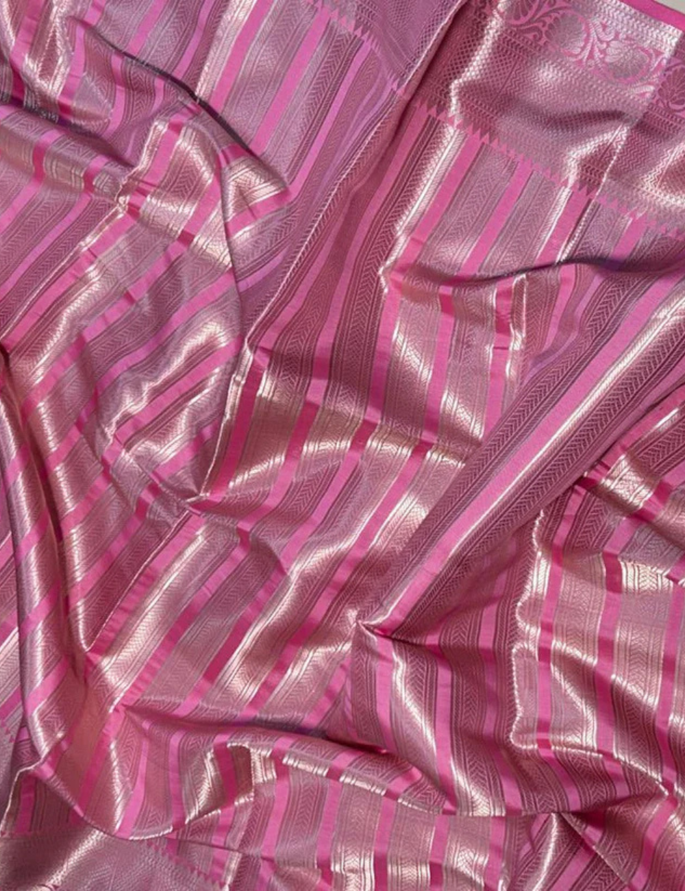 "Srileela inspired Pink Banarasi Tissue Silk Saree"
